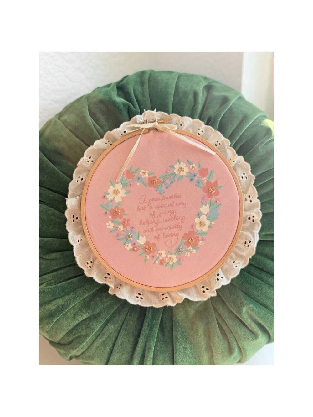 Vintage Grandmother Wall Hanging | Vintage Embroidery Hoop Art